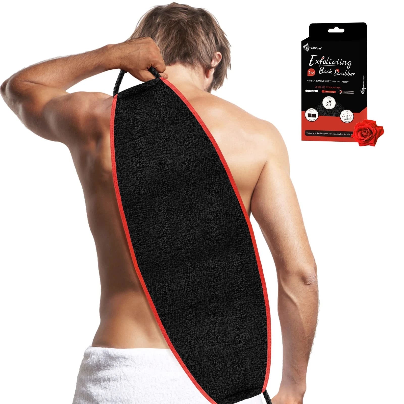 Exfoliating Body Scrubber with Handles Back Washer Back Scrubber for Shower B...