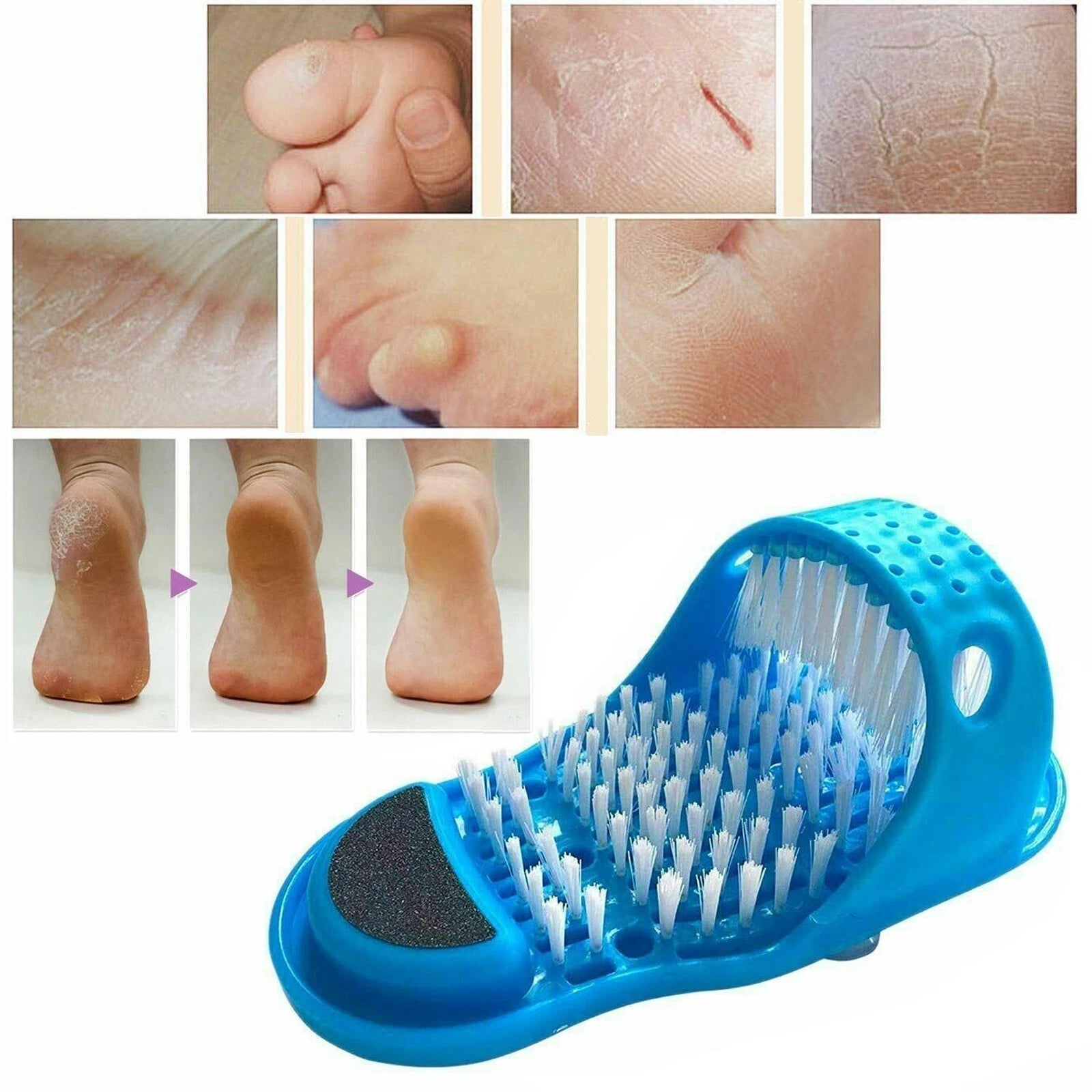 Foot Scrubber Brush Slipper Massage Wash Easy Cleaner Bath Shower Spa Scrub Feet