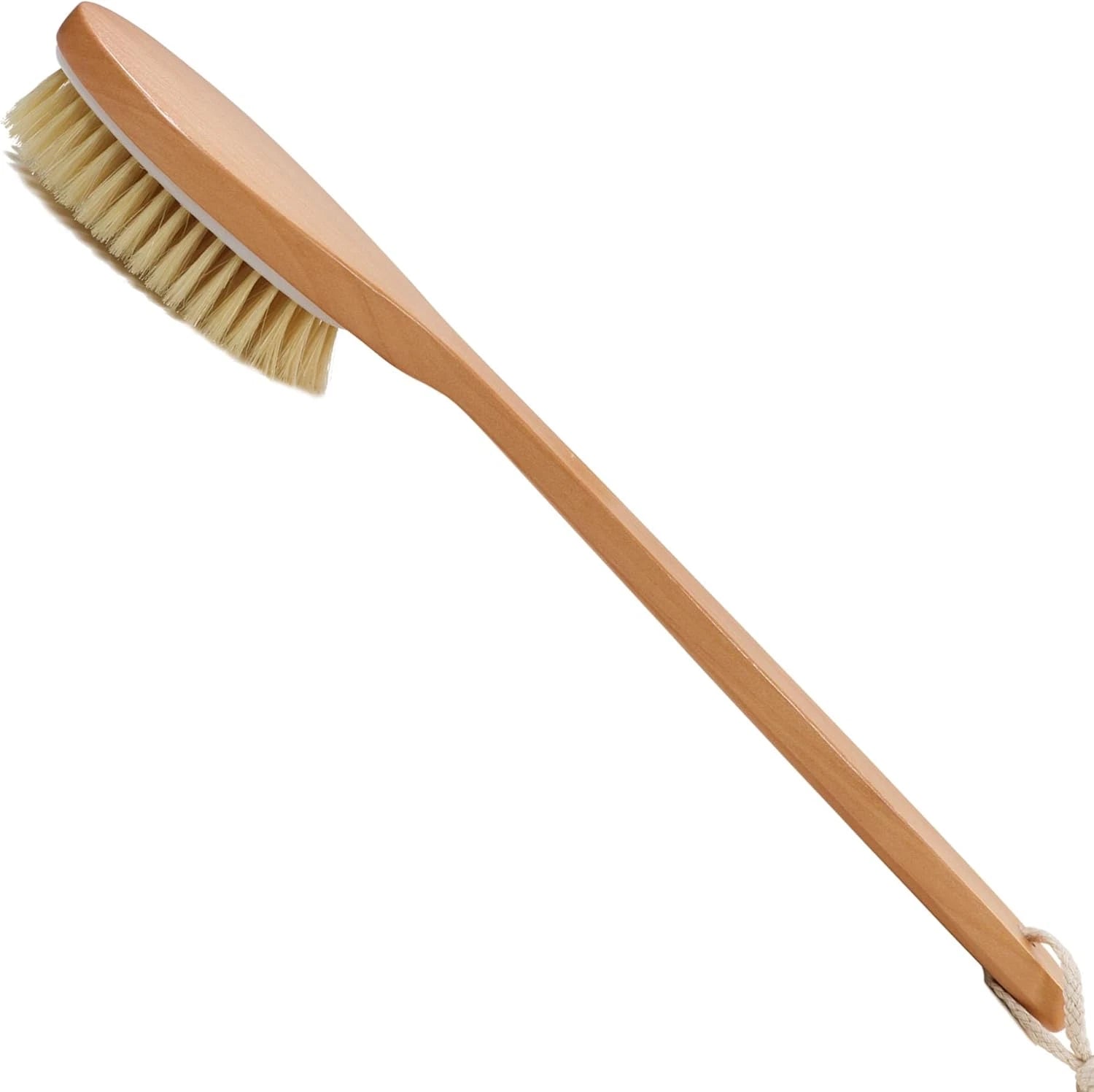 Bath Brushes with Soft and Natural Bristles Antiskid Wooden Long Handle Showe...