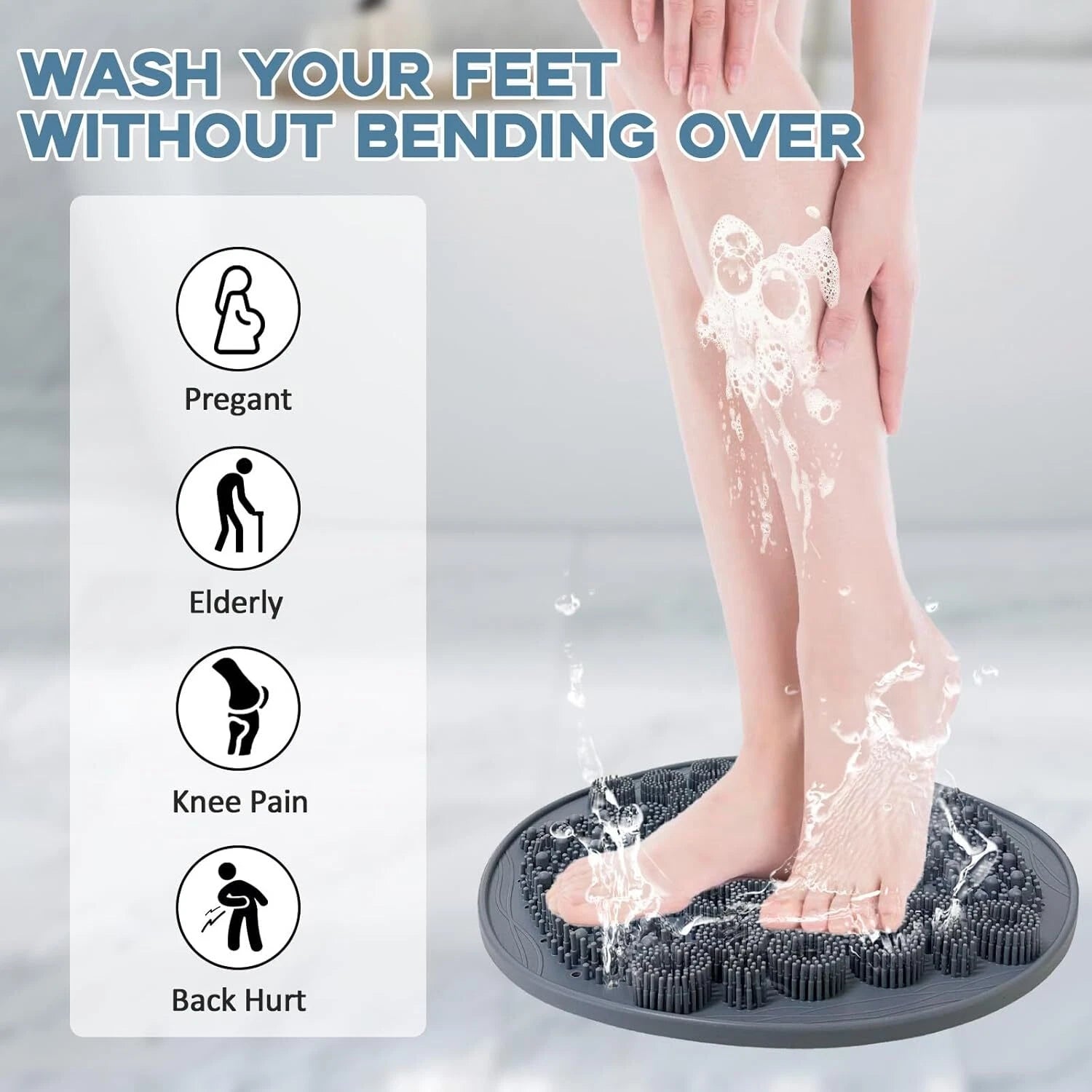 Foot Scrubber Mat Shower Silicone Back Body Exfoliator Massager Washer Non Slip