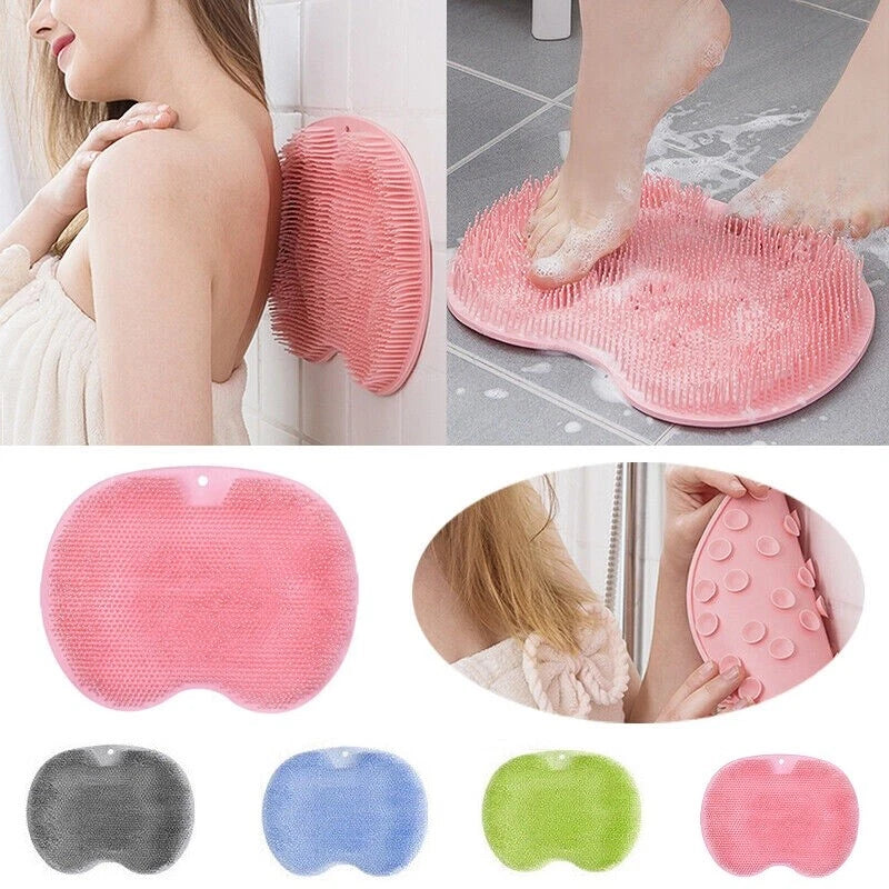 Silicone Wall Mounted Back Scrubber Bath Massage Cushion Brush with Suction Cups