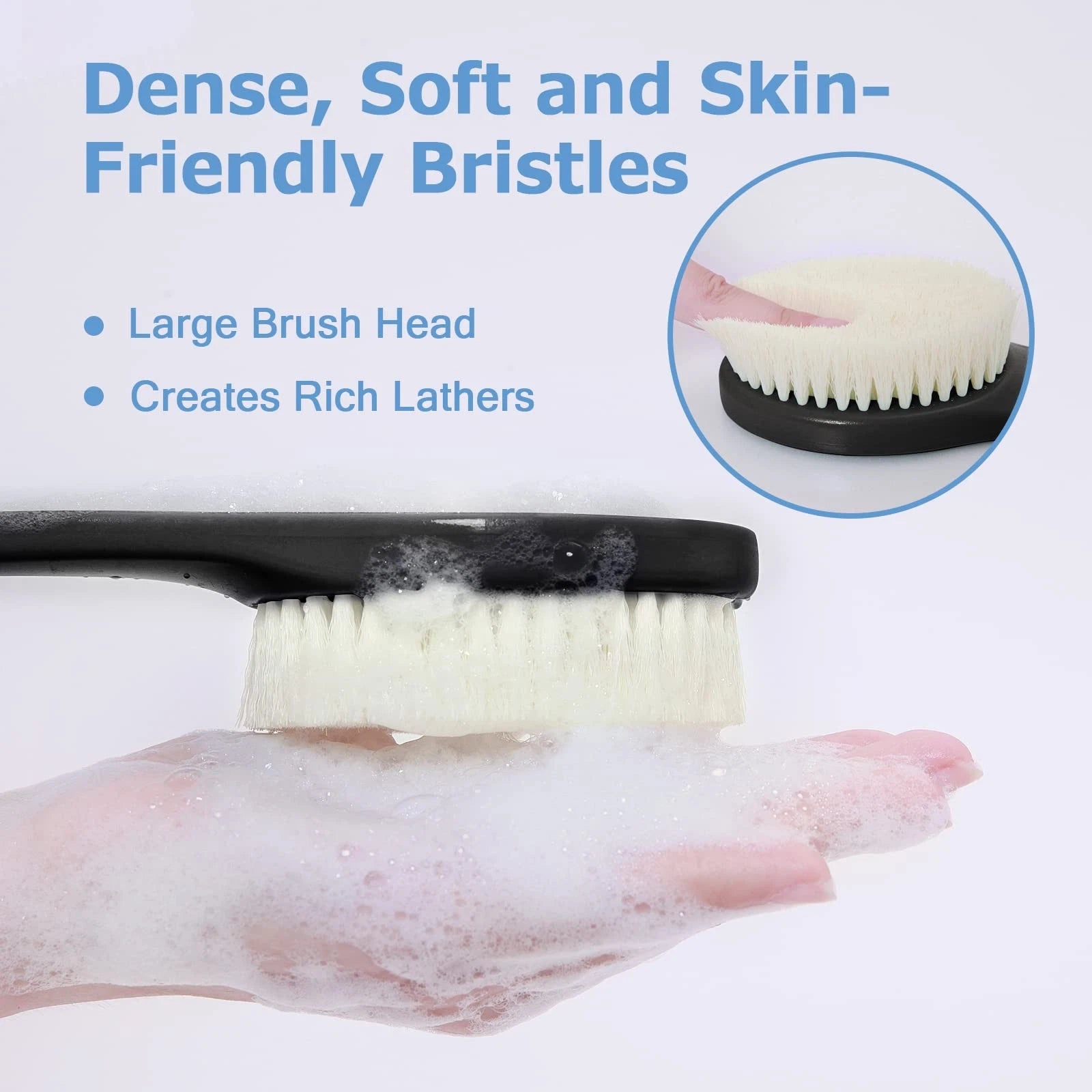 17Inch Long Handle Body Back Scrubber Shower Brush for Deep Cleaning Exfoliation