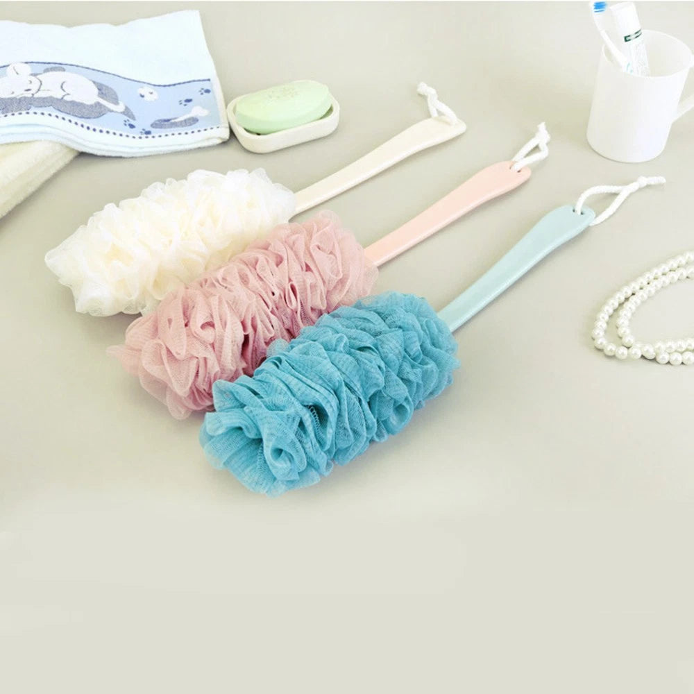 2 Pcs Rub The Back Bath Flowers Body Brush Scrubber with Long Handle