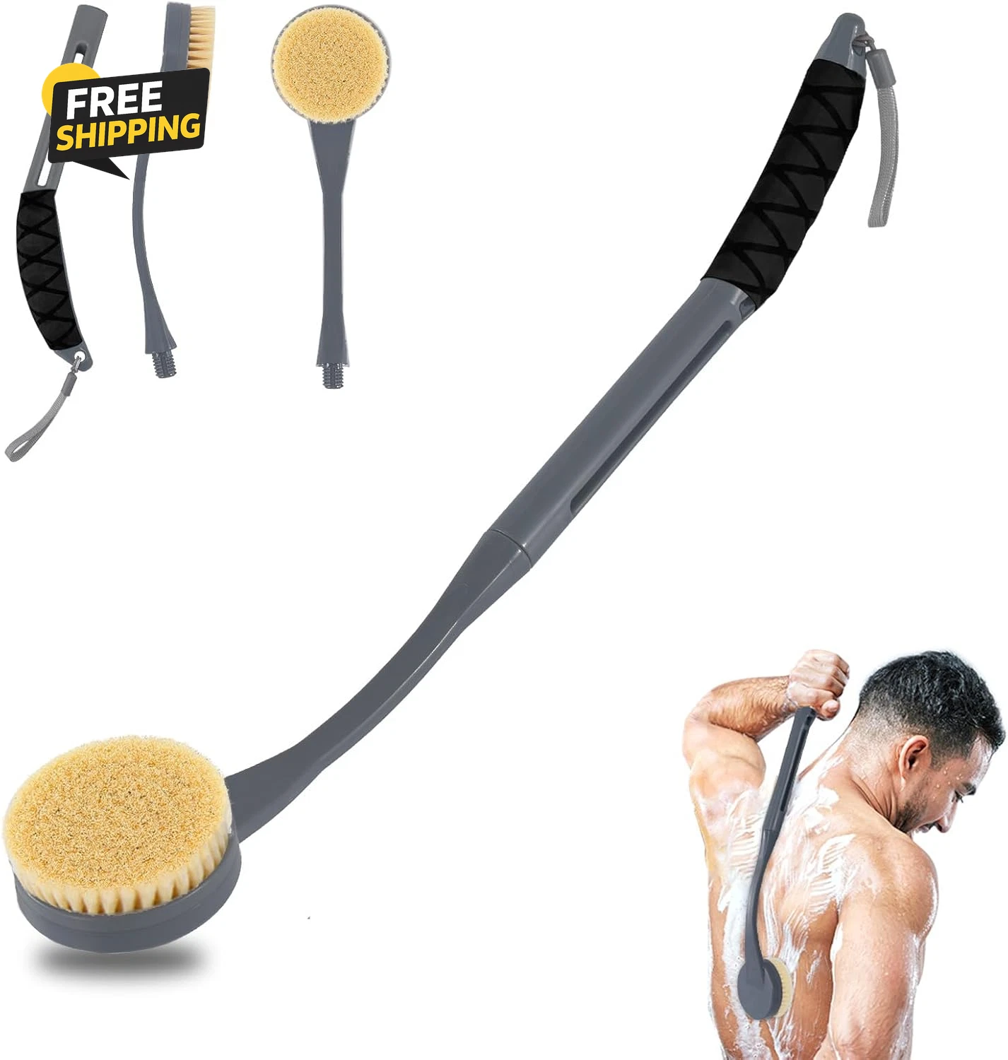 Back Scruber for Shower,20.5 Bath Brush Long Handle for Deep Cleaning,Back Brush