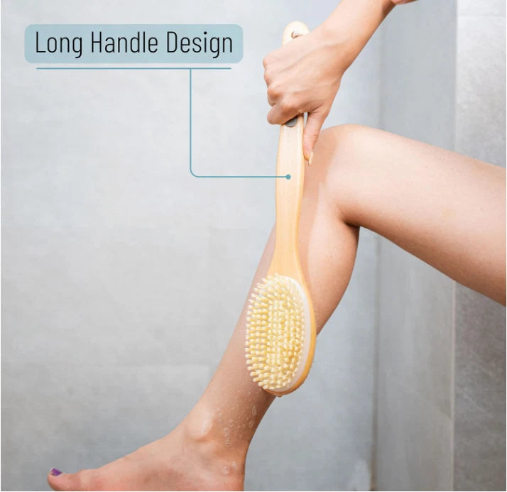 Body Back Bath Brush Shower Scrubber Soft Bristles Long Handle Double Sided