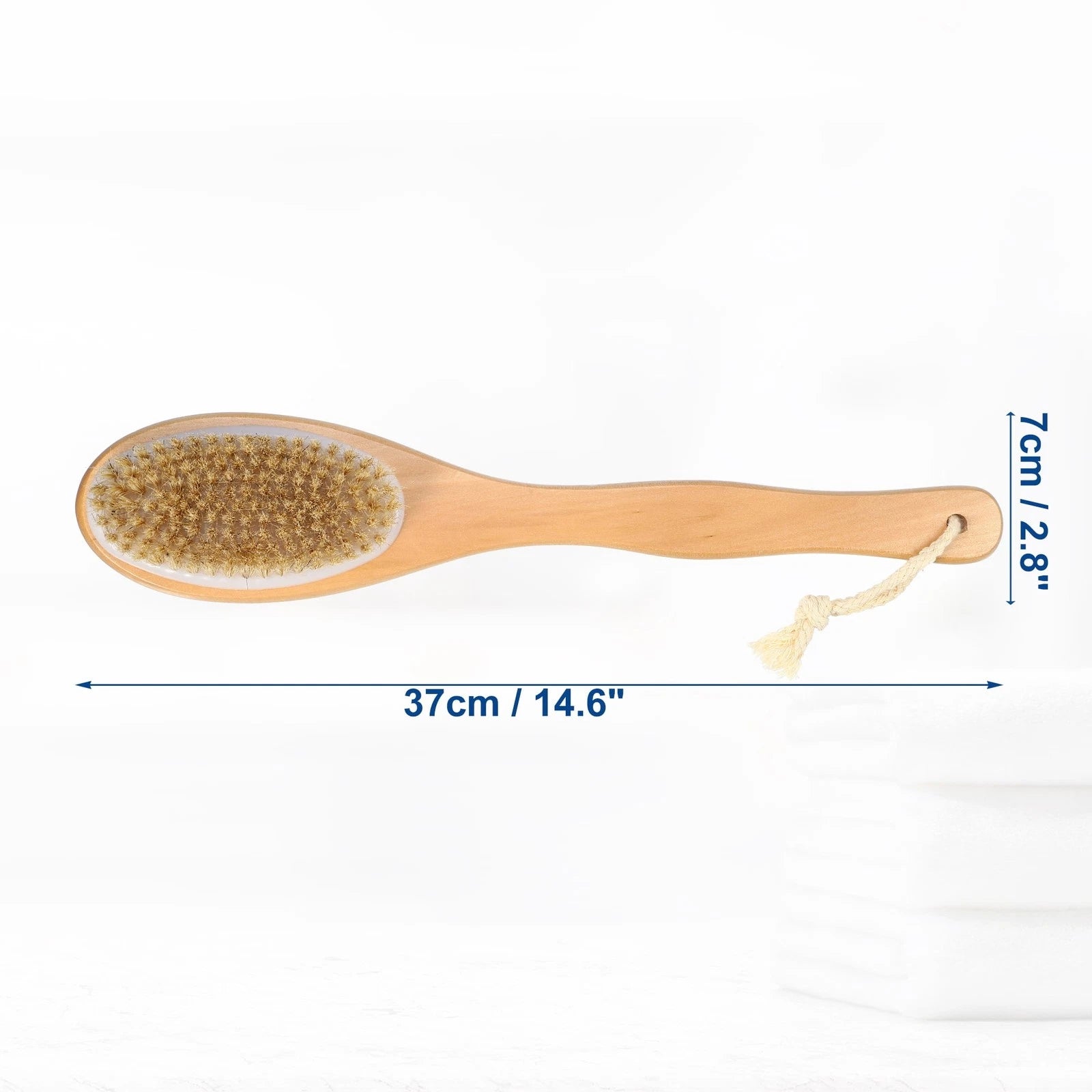 Double Sided Bath Brush Back Scrubber Wood for Shower Brown 14.6 Inches