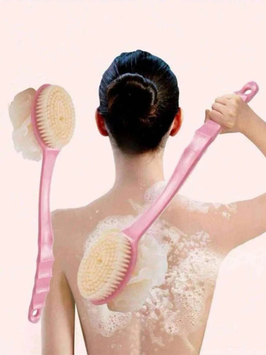 2 in 1 Handle Shower Bath Body Brush With Soft Bristles Back Massage Scrubber UK