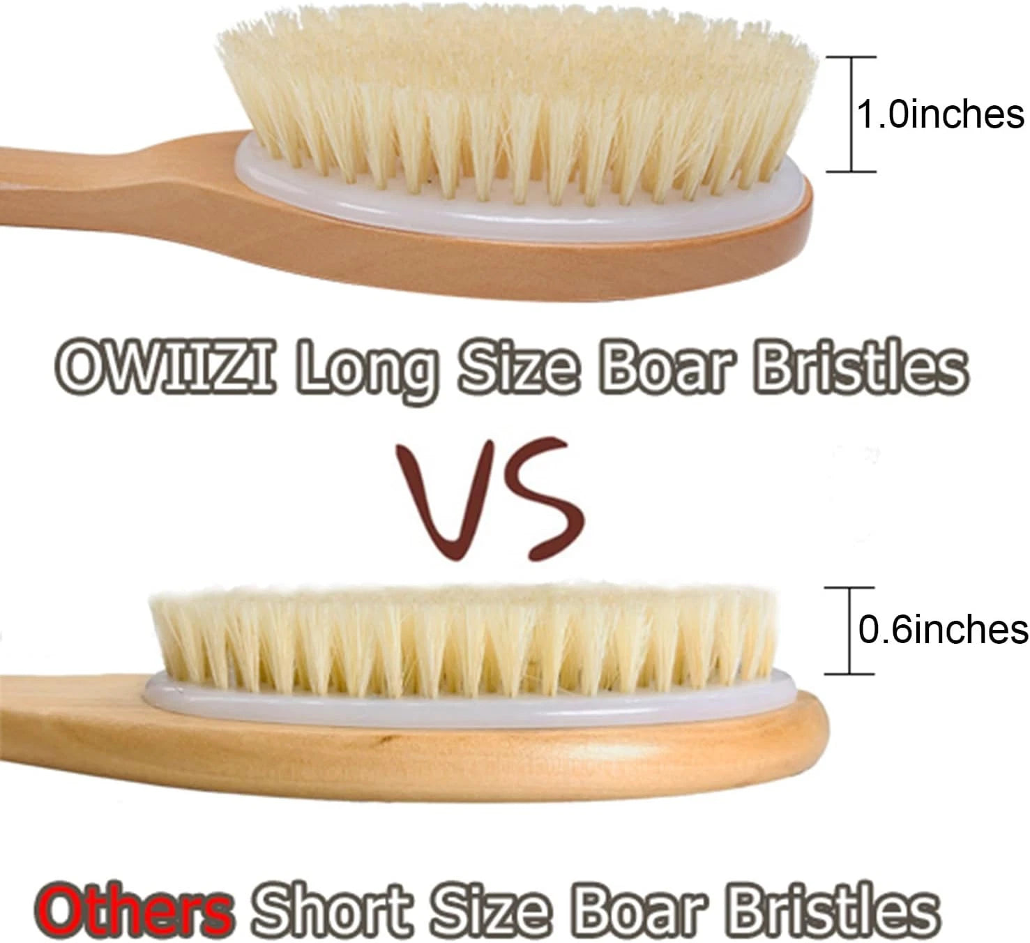 Bath Brushes with Soft and Natural Bristles Antiskid Wooden Long Handle Showe...