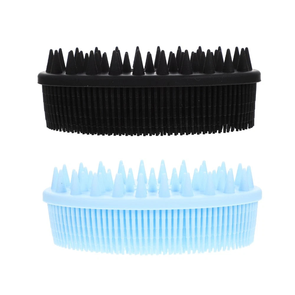 2 Pcs Bath Removable Silicone Body Scrubber with Handle
