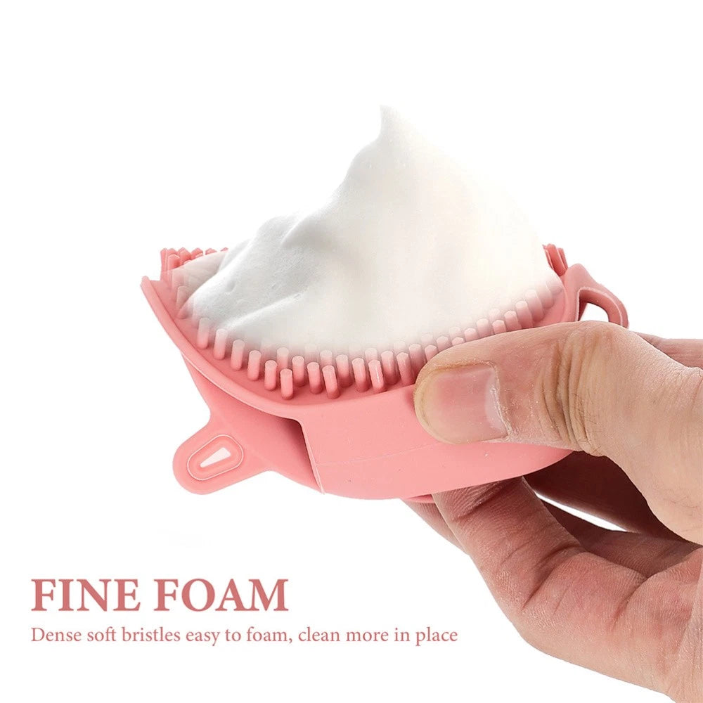 2 Pcs Shampoo Bath Brush Child Travel Body Scrub Shower Silicone