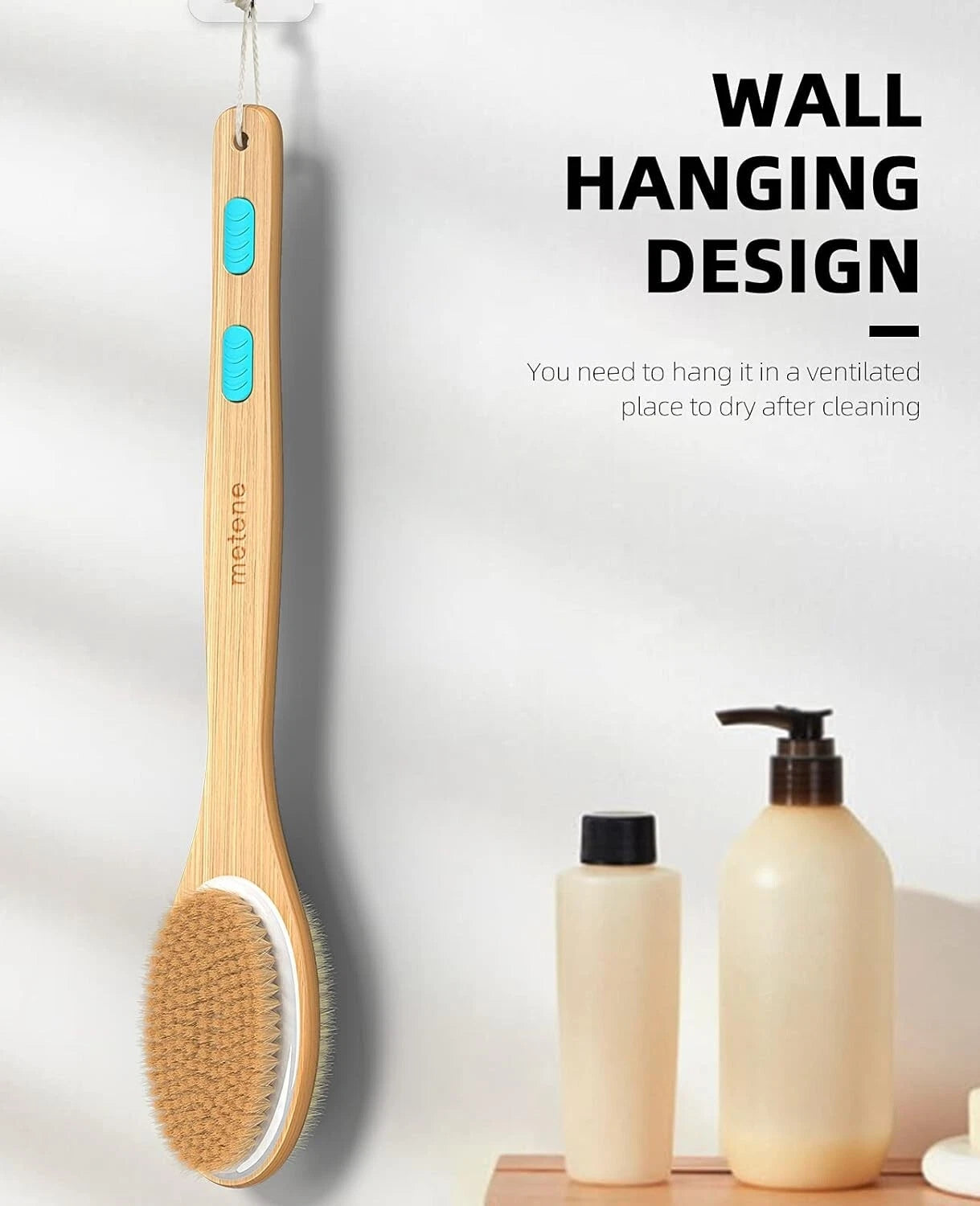 Durable 17-Inch Bath Brush with Anti-Slip Grip - Ideal for Wet & Dry Exfoliation
