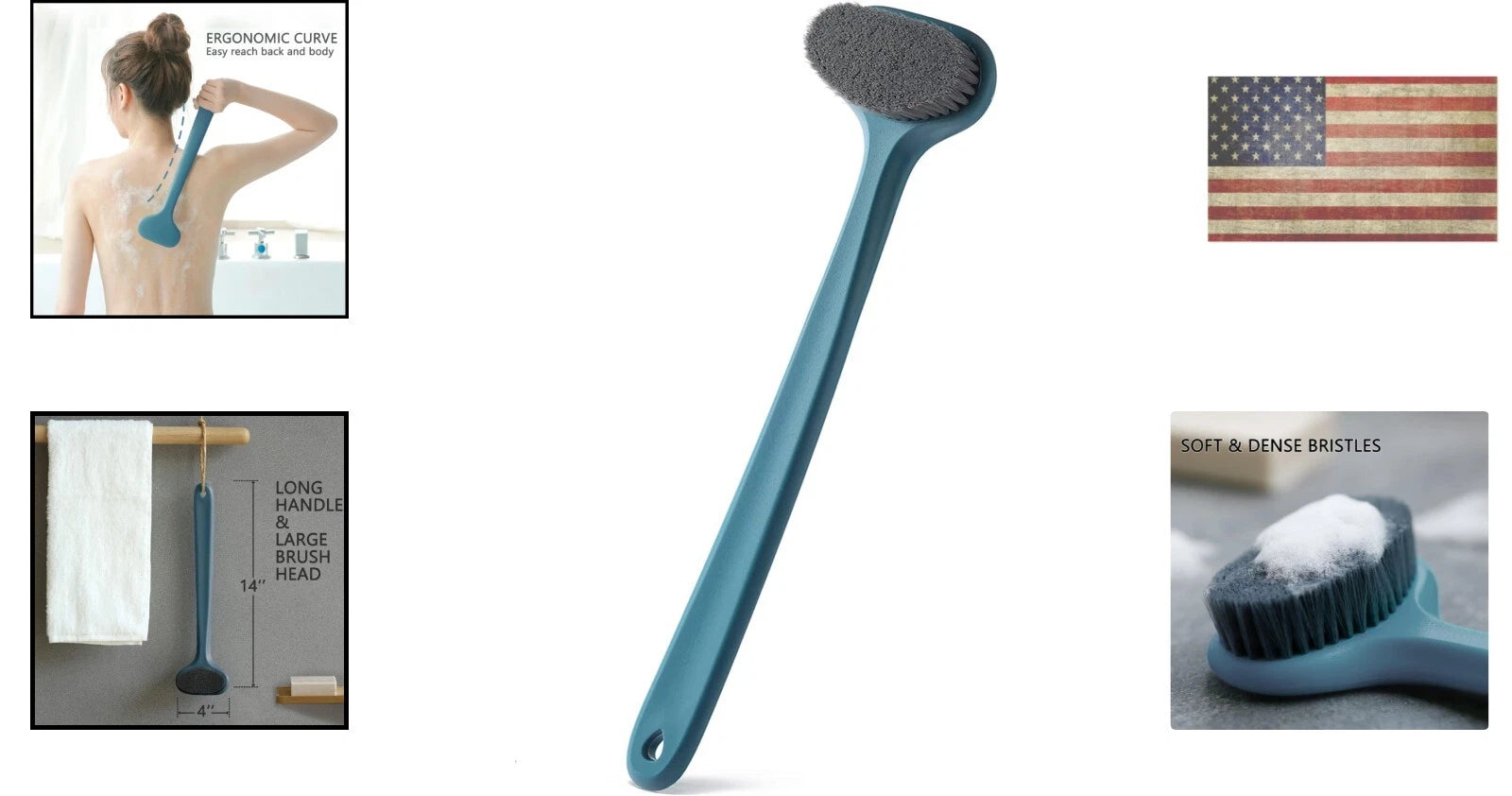 Gentle Exfoliating Bath Brush: 14-Inch with Comfy Bristles & Ergonomic Grip