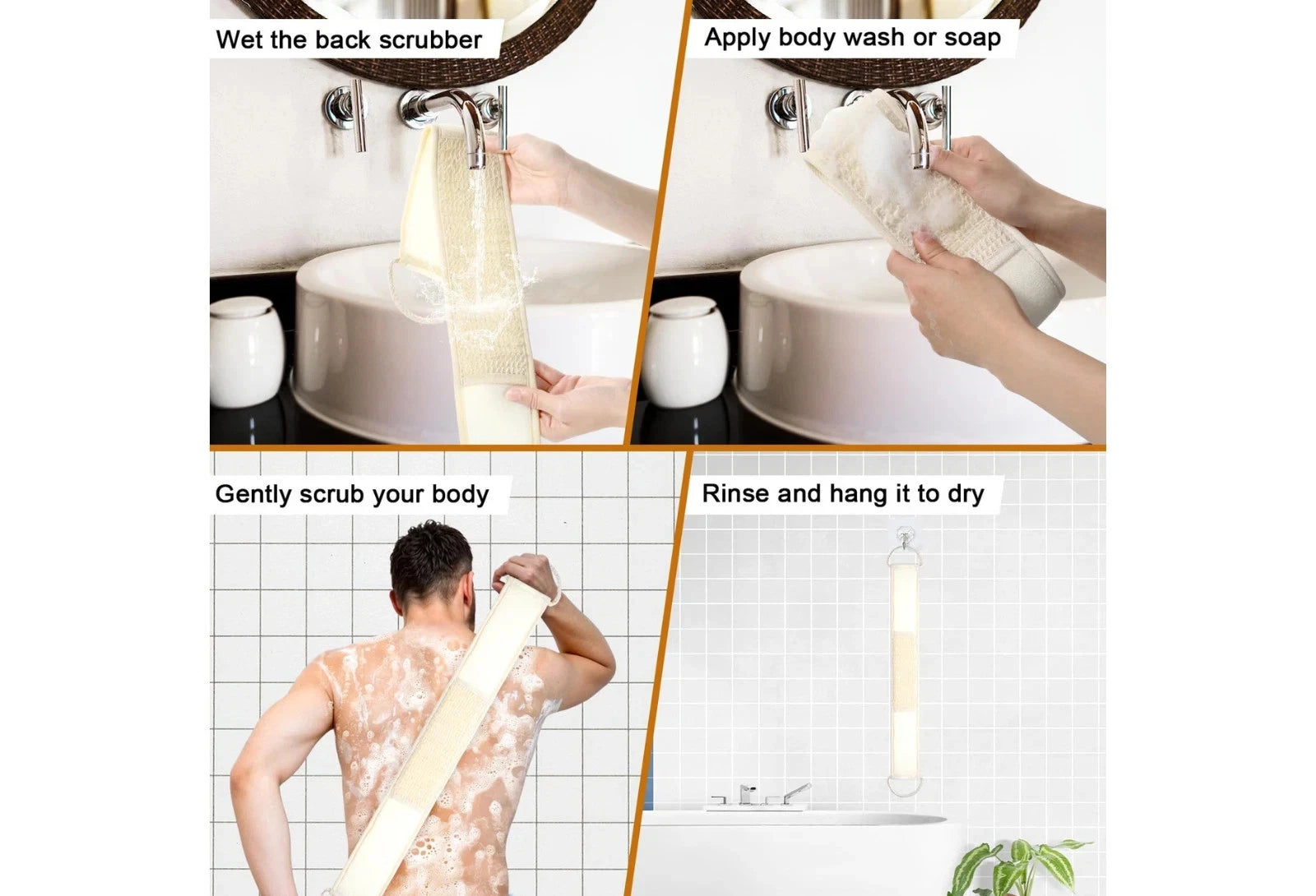 Natural Loofah Back Scrubber - Exfoliating Shower Sponge (1PC)