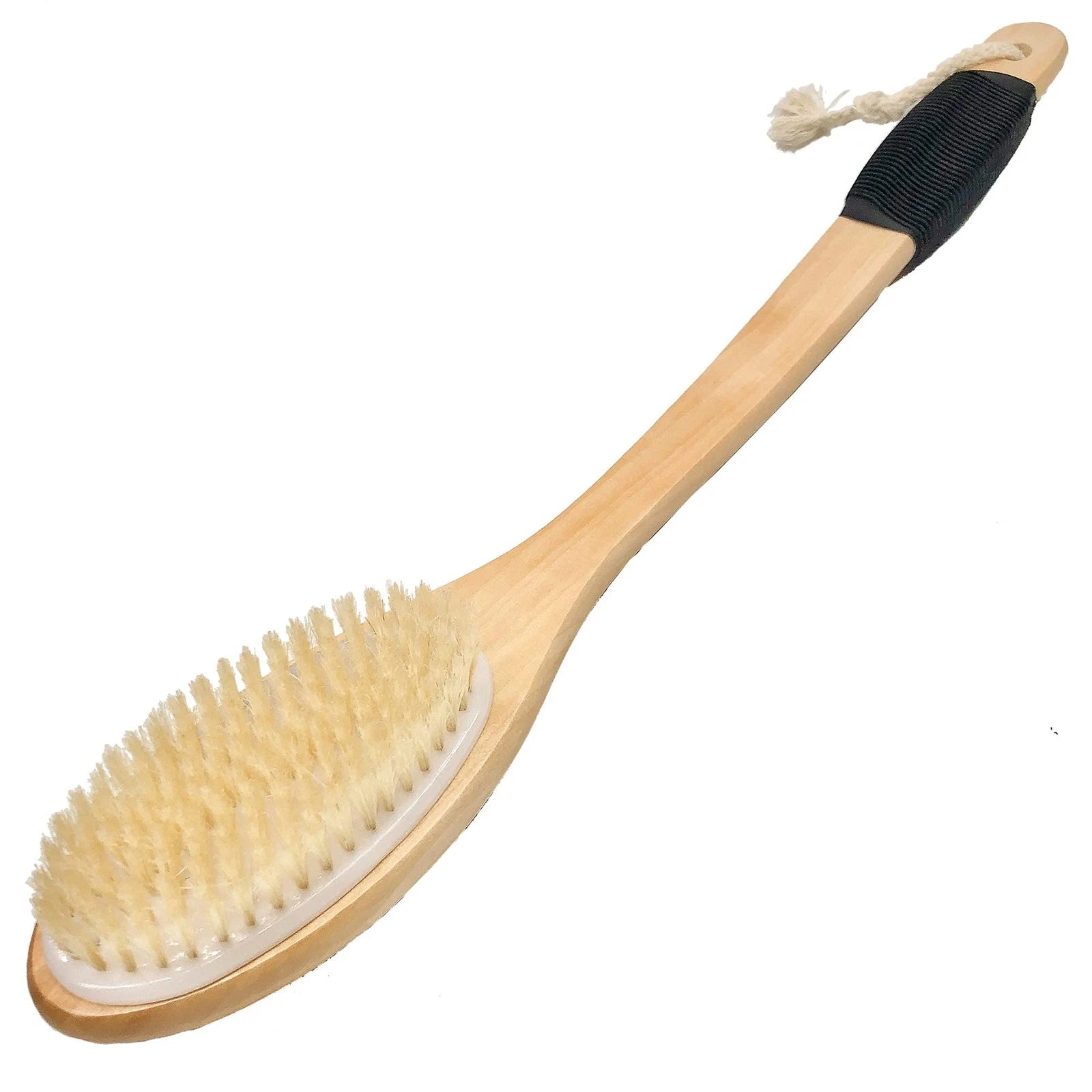 Bath Brush Wooden Curved Long Handle Antiskid Shower for Exfoliating Natural