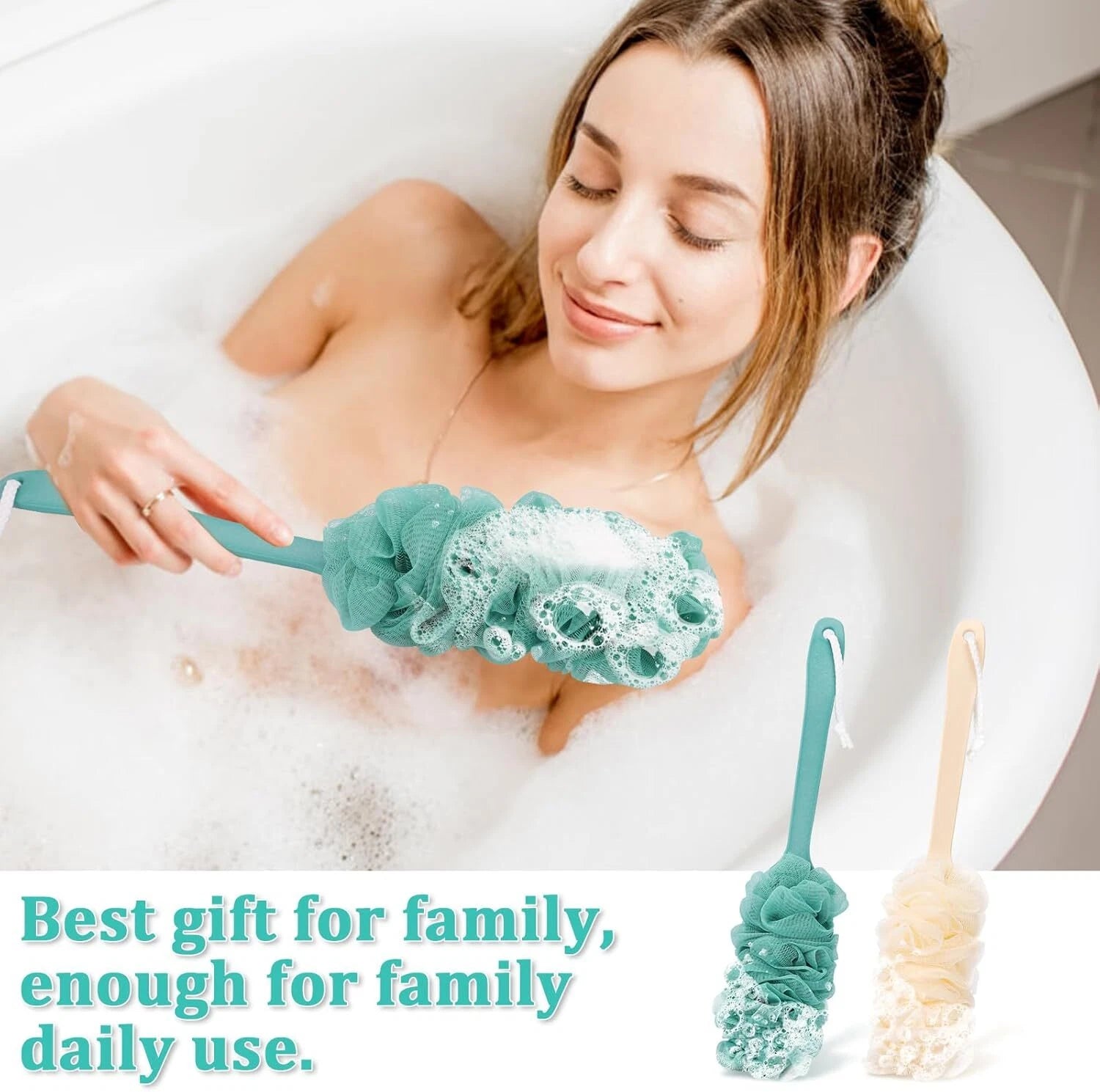 New Bath Loofah Sponge Brush Shower Long Handle Back Scrubber Bathing Accessorie