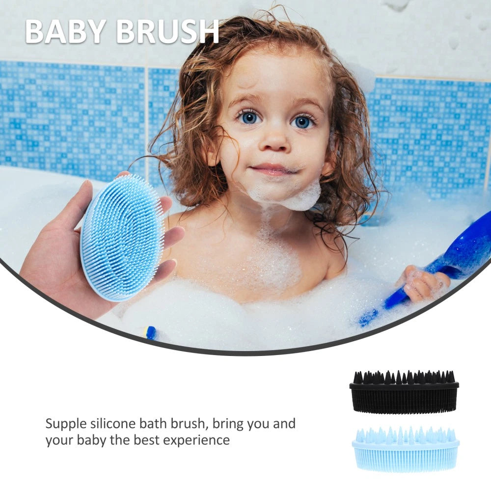 2 Pcs Bath Removable Silicone Body Scrubber with Handle