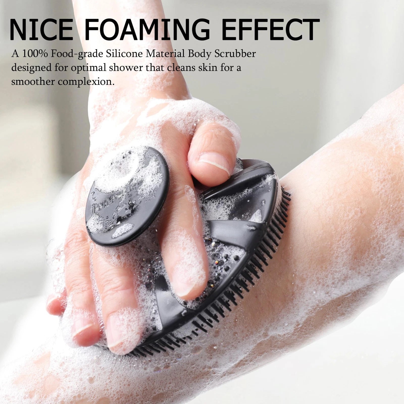 Food-Grade Soft Silicone Body Scrubber Shower Brush Handheld Cleansing Skin B...