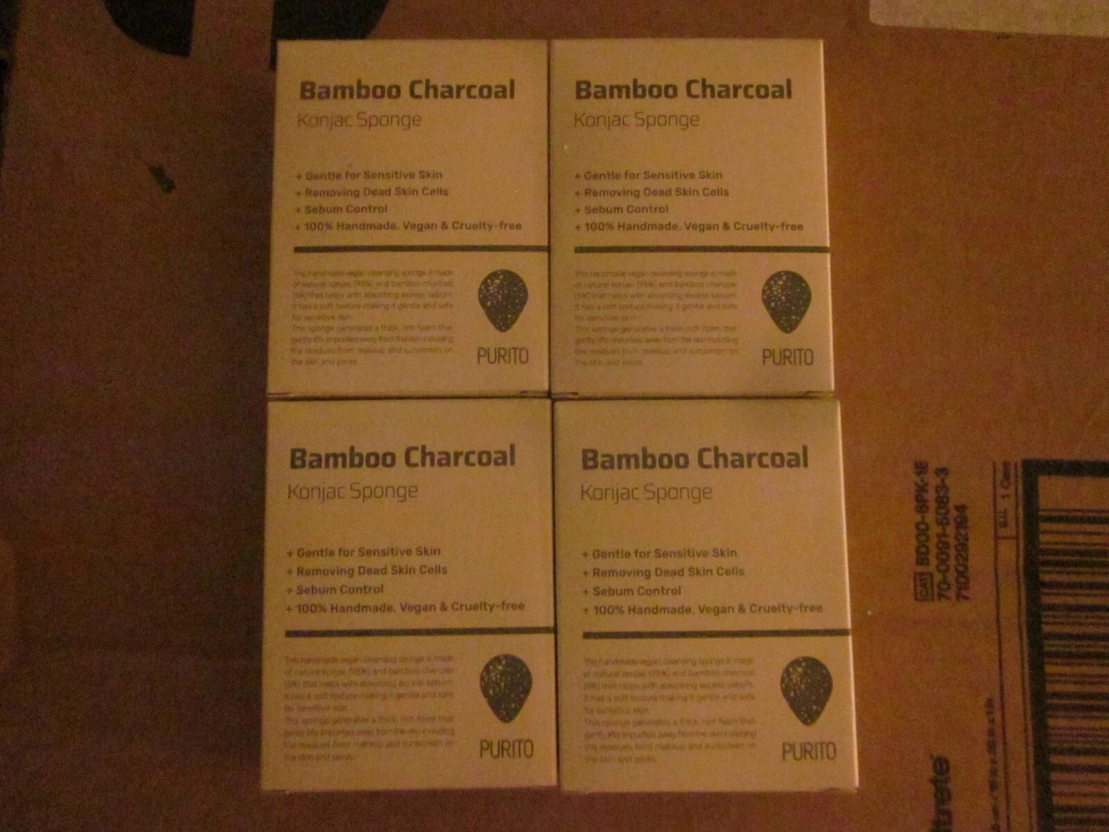 Lot Of 4 Bamboo Charcoal Konjac Sponge The New Version- Good Deal.