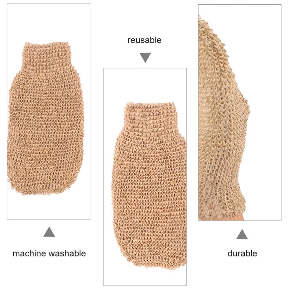 2Pcs Bath Glove Exfoliating Scrubber Mitts Ramie Jute Spa Gloves