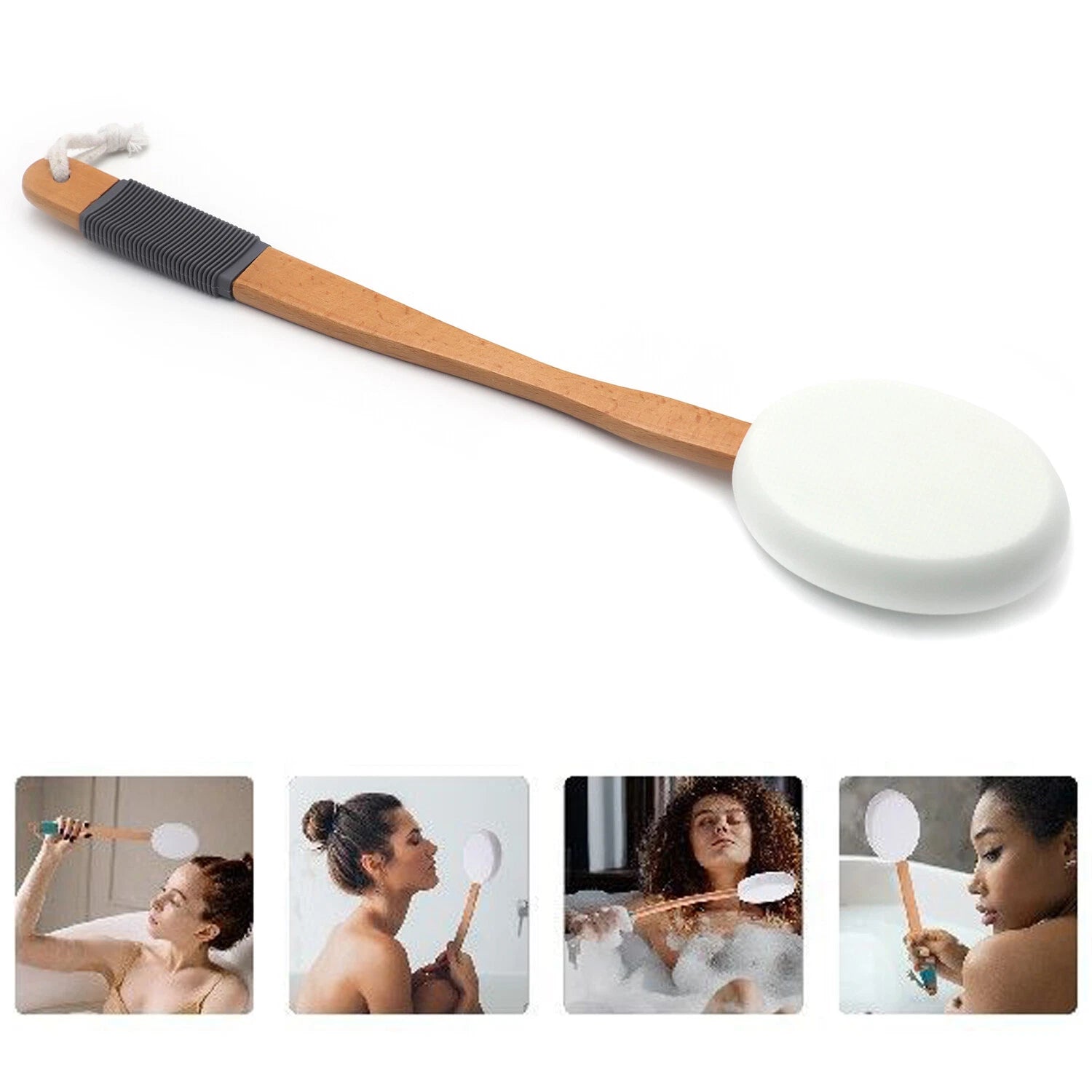 Long Handle Lotion Applicator / Bath Body Brush For Back Body Tanning Skin Cream