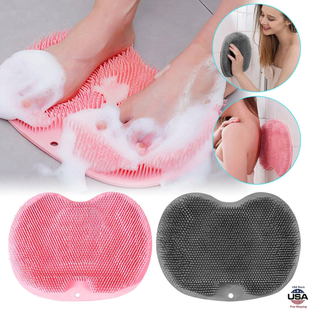 Silicone Wall Mounted Back Scrubber Bath Massage Cushion Brush with Suction Cups