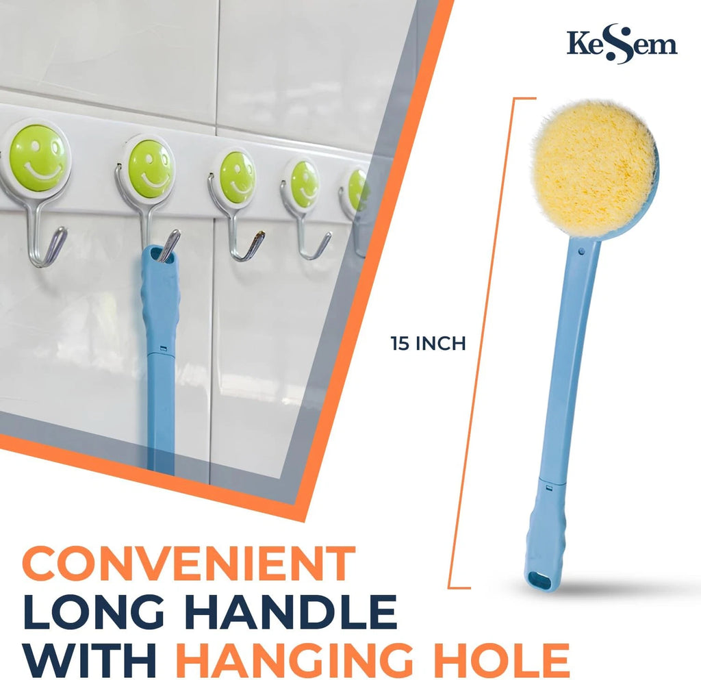 2 Pack Back Scrubber Shower Brush with 15 Inch Long Handle, Soft Bristles Ful...