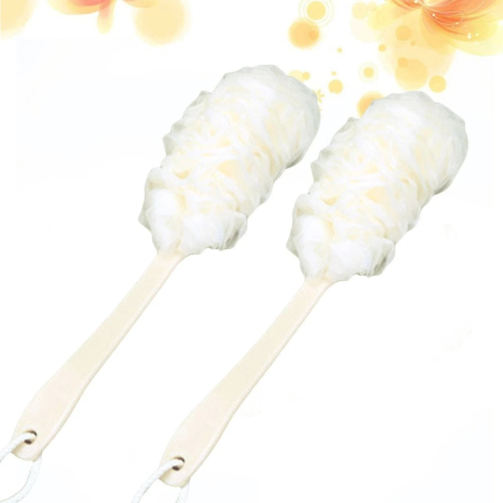 2 Pcs Rub The Back Bath Flowers Body Brush Scrubber with Long Handle