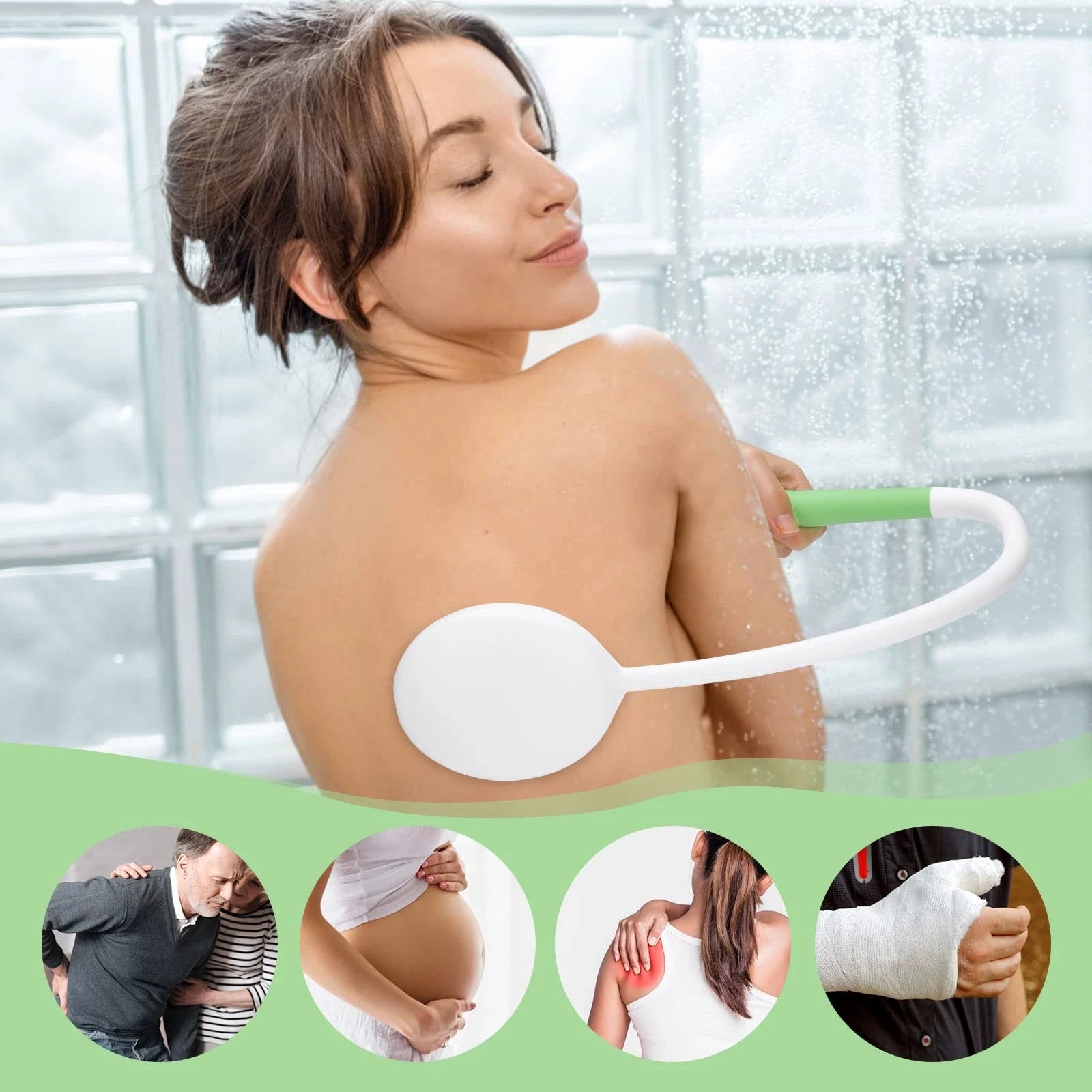 27.5” Back Bath Brush with Long Curved Long Handle,Shower Brush with U-Shaped...