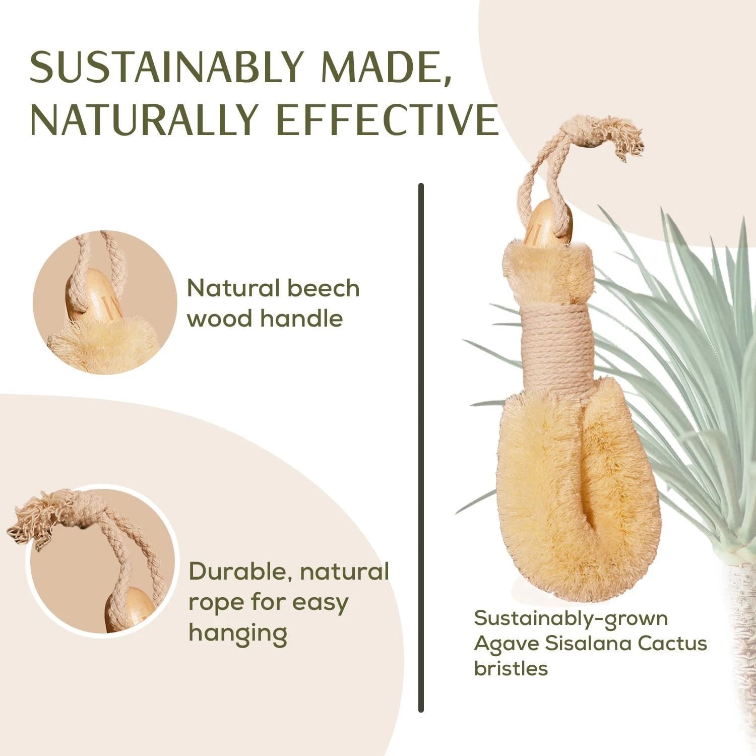 Agave Botanical Dry Body Brush: Natural bristles to aid lymphatic drainage