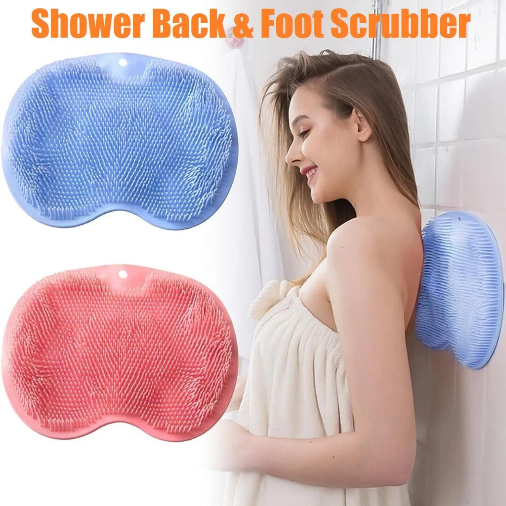 Silicone Wall Mounted Back Scrubber Bath Massage Cushion Brush with Suction Cups