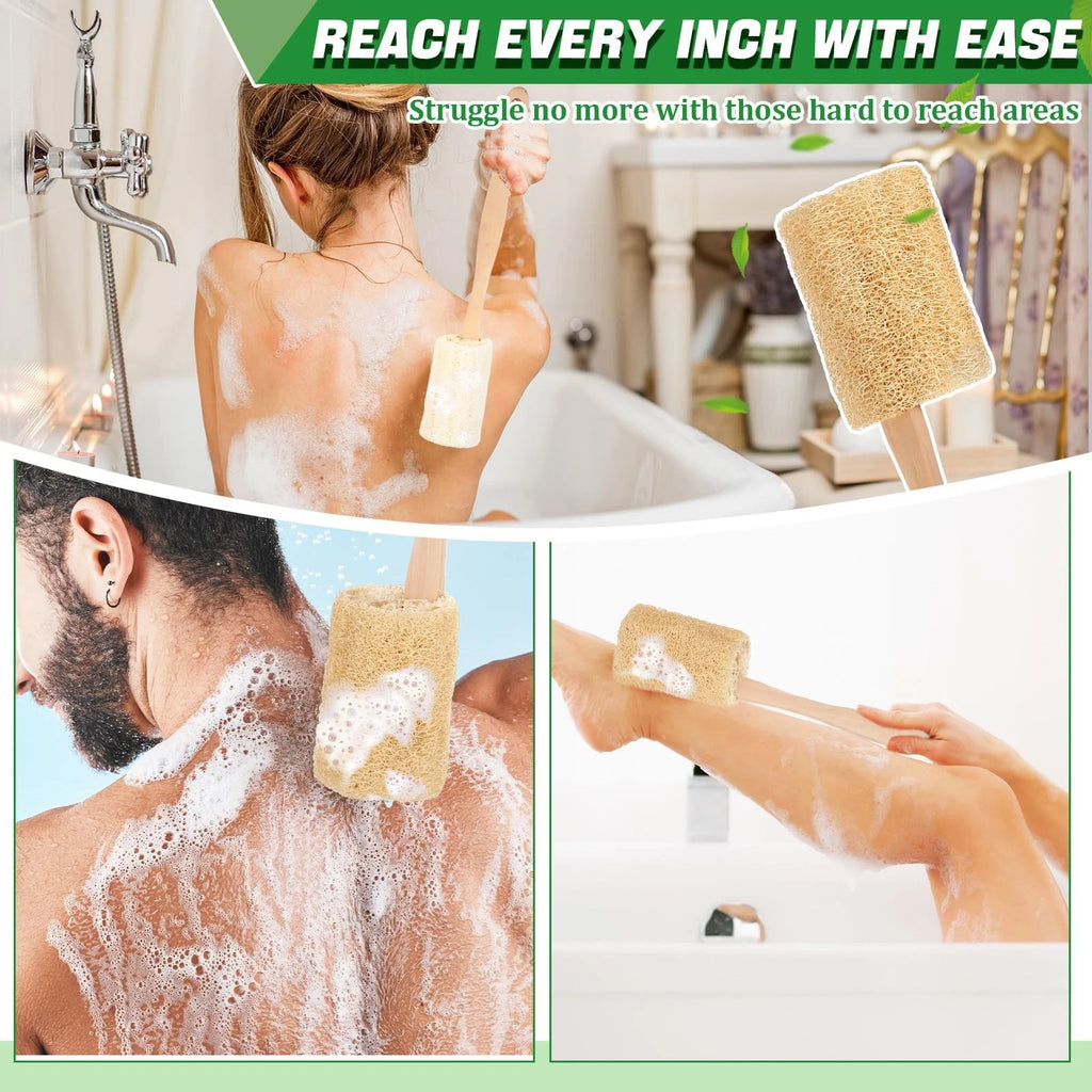 4 Pack Natural Exfoliating Loofah Bath Back Brush Loofah Back Scrubber Long H...
