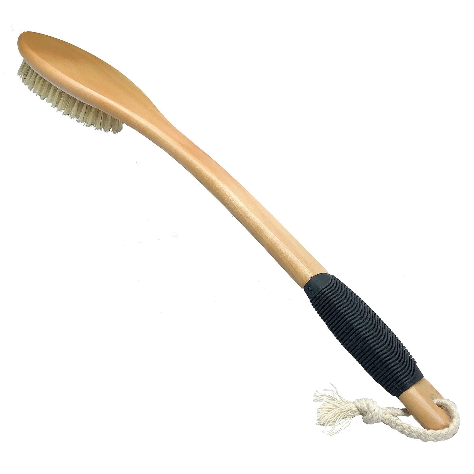 Bath Brush Wooden Curved Long Handle Antiskid Shower for Exfoliating Natural