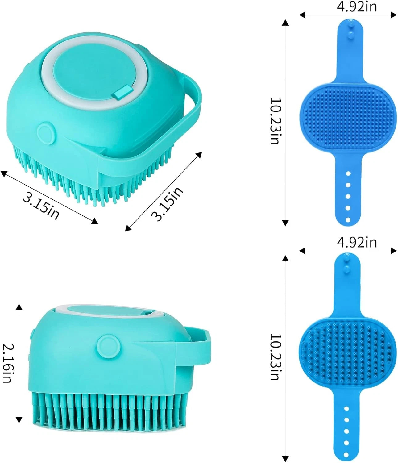 6PCS Dog Bath Brush & Dog Toothbrush | Adjustable Handle Shampoo Brush