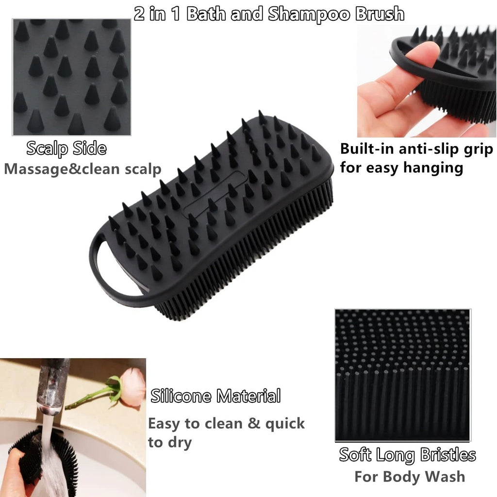 2Pack Dual Sided Silicone Body Scrubber for Exfoliating, Shower&Scalp Massage...