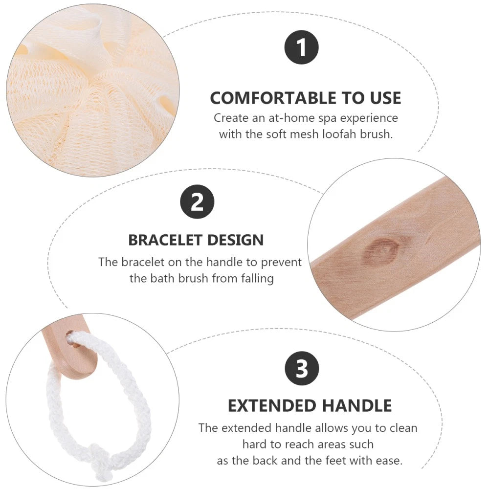 Bath Sponge Brush with Long Handle for Exfoliating and Cleaning Hard Areas