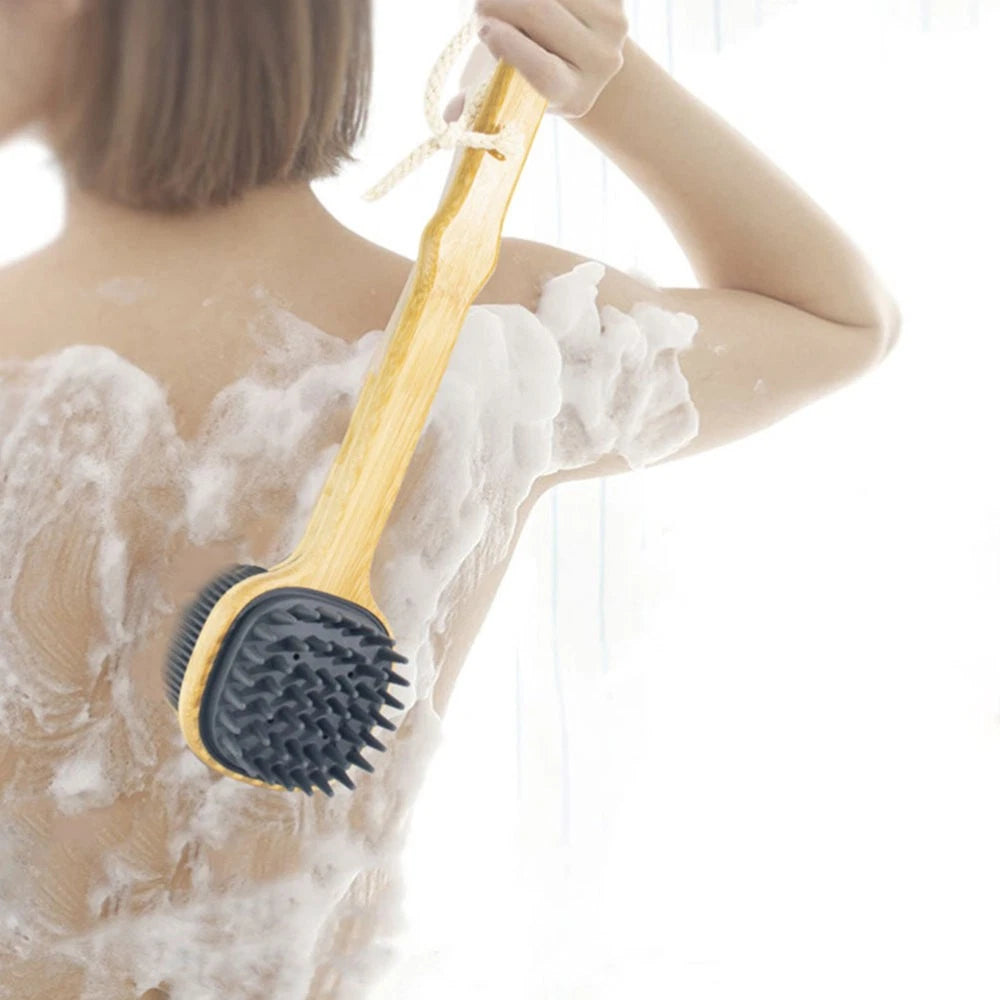 Bath Brush Man Miss Long Handle Silicone Scrubber Back for Shower