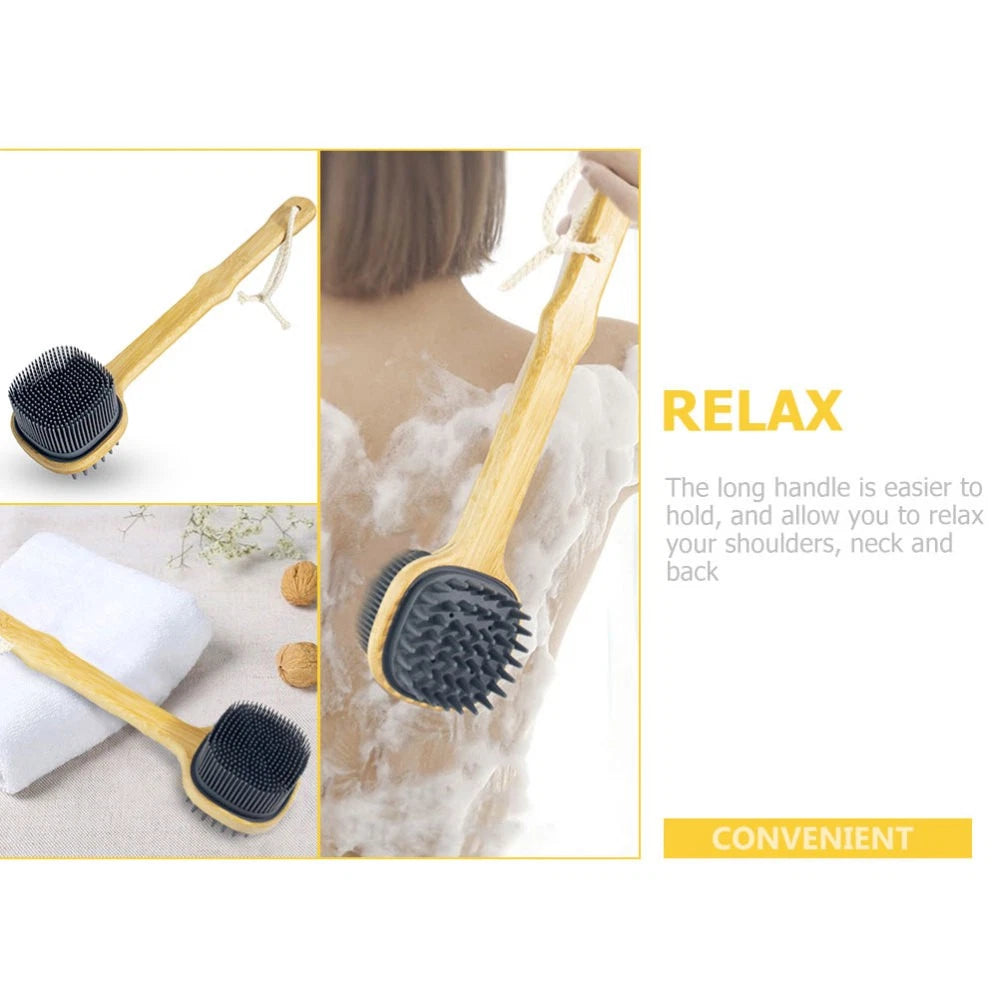 Bath Brush Man Miss Long Handle Silicone Scrubber Back for Shower
