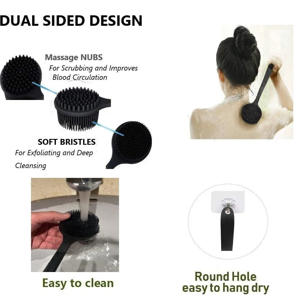 Cinlitek Silicone Body Scrubber, Long Handle Back Scrubber For Shower,