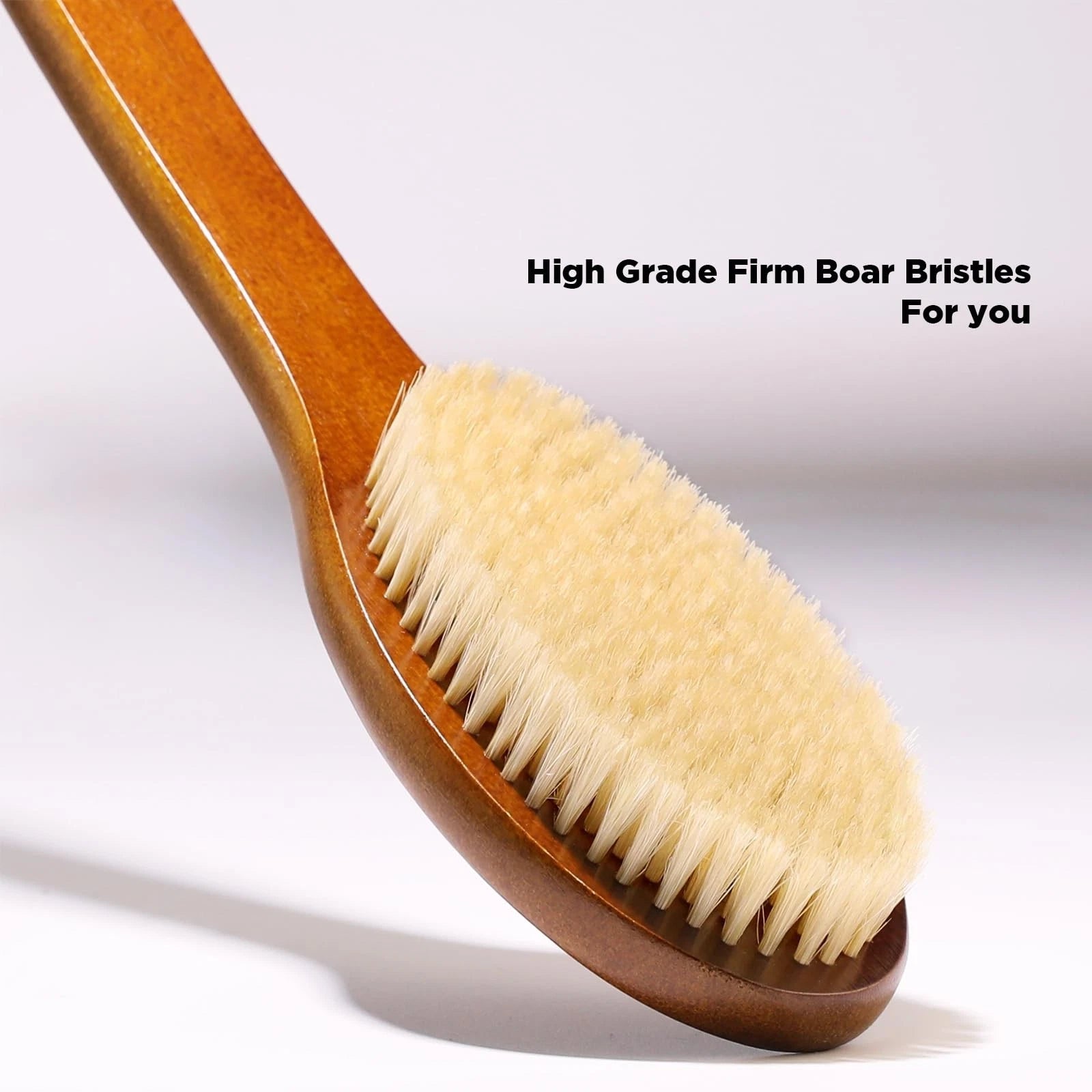 -17.71Inch Natural Boar Bristles Anti-Slip Curved Long Handle Bath Brush,Bent...