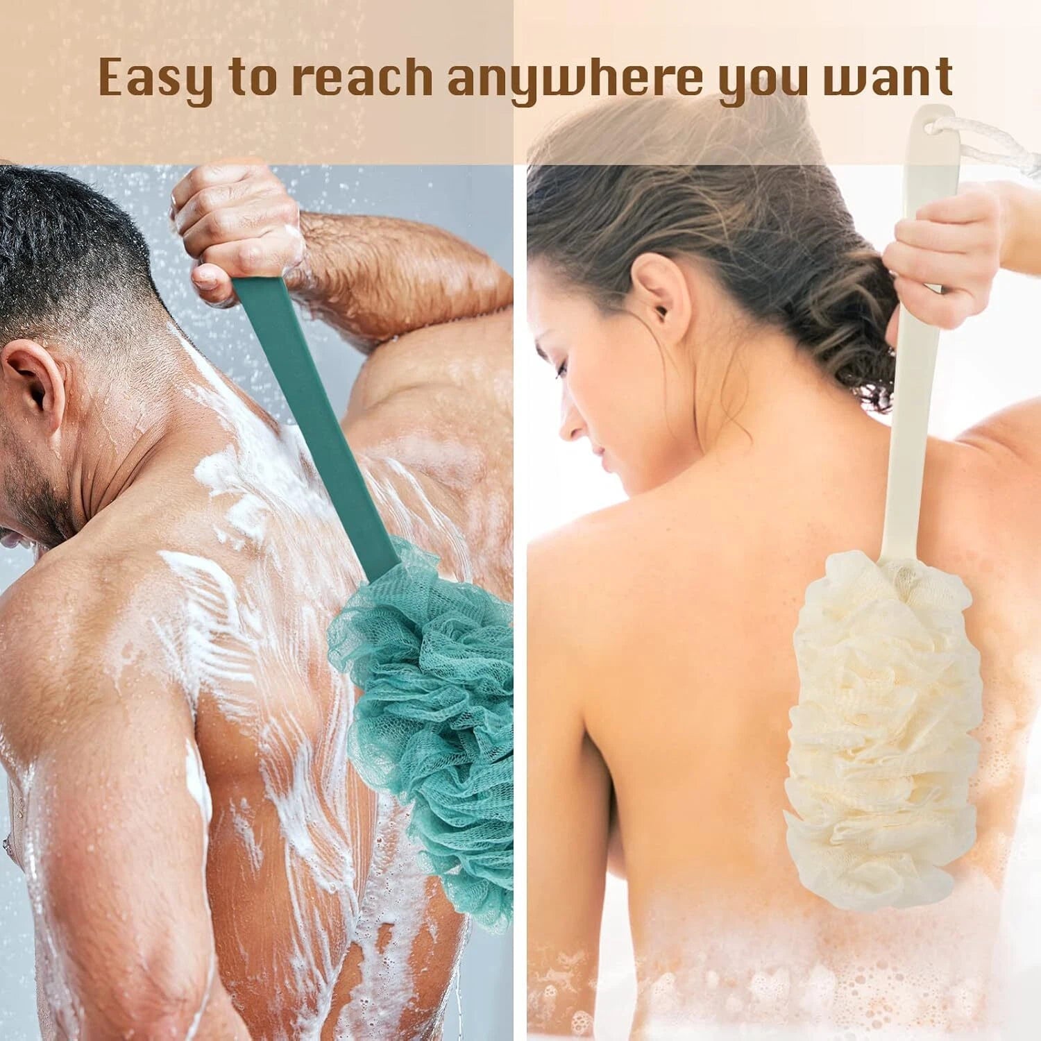 New Bath Loofah Sponge Brush Shower Long Handle Back Scrubber Bathing Accessorie