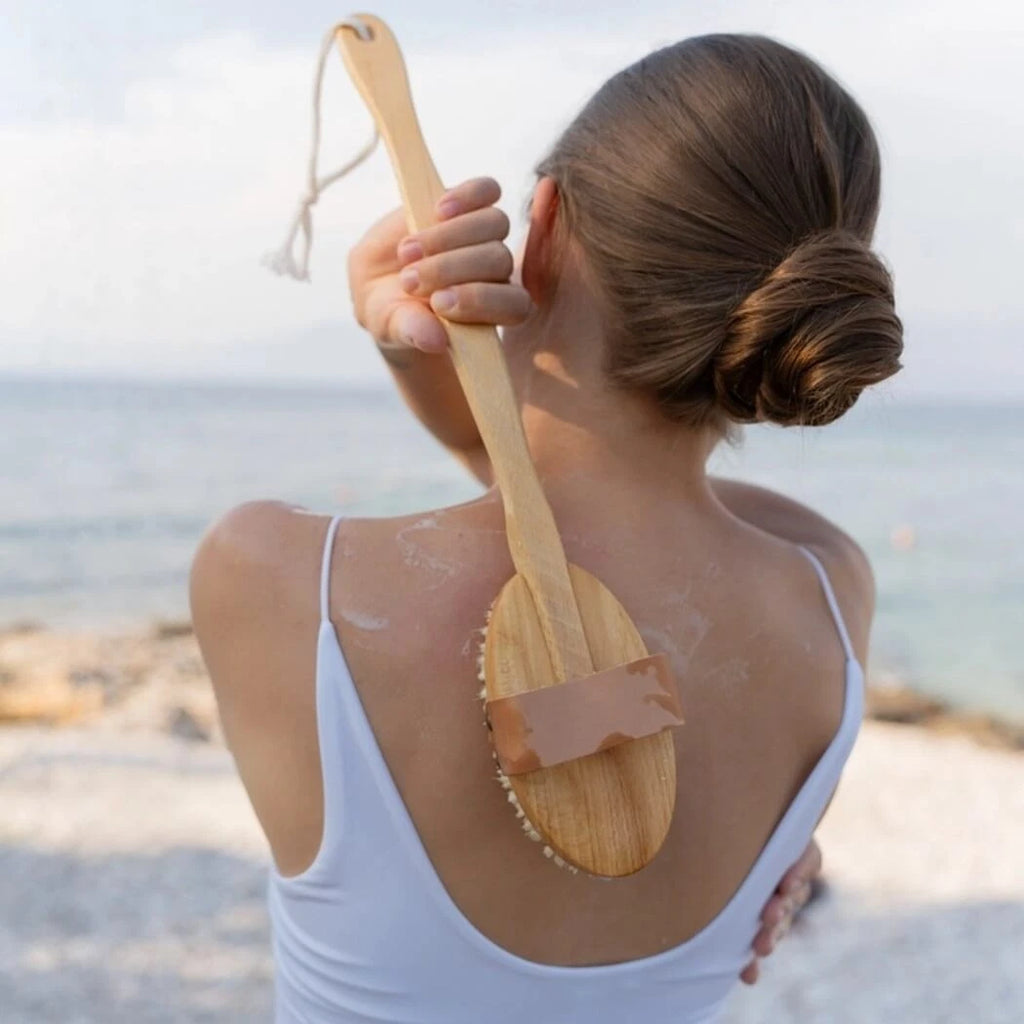 Croll & Denecke Long Handle Beech Wood Bath Brush with Removable Head
