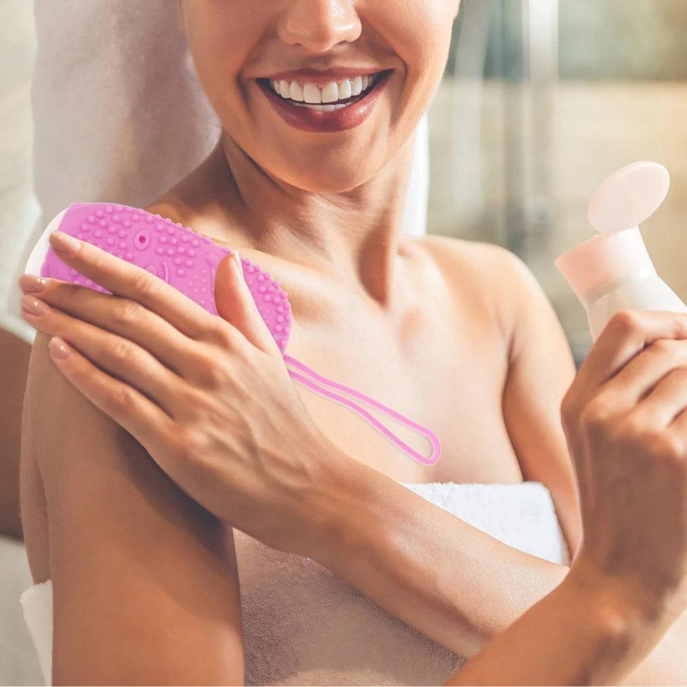 Automatically Soak Bath Scrub Silicone Bath Brush Without Soap Purple