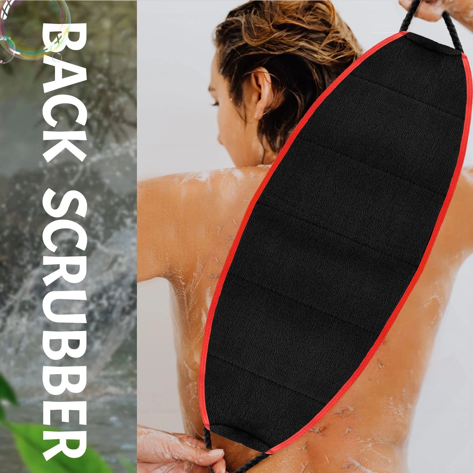 Exfoliating Body Scrubber with Handles Back Washer Back Scrubber for Shower B...