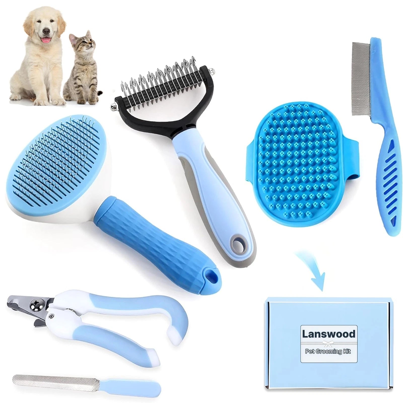 Dog Brush Dog Grooming Kit 6PCS Dog Brush for Shedding-Dog Brushes for Groomi...
