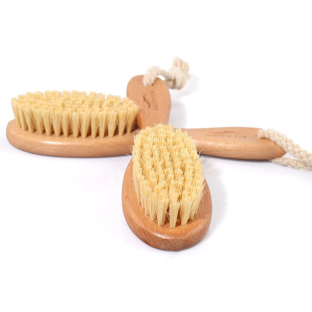 Bathing Brush with Handle Beech Sisal Material for Body Skin Exfoliation