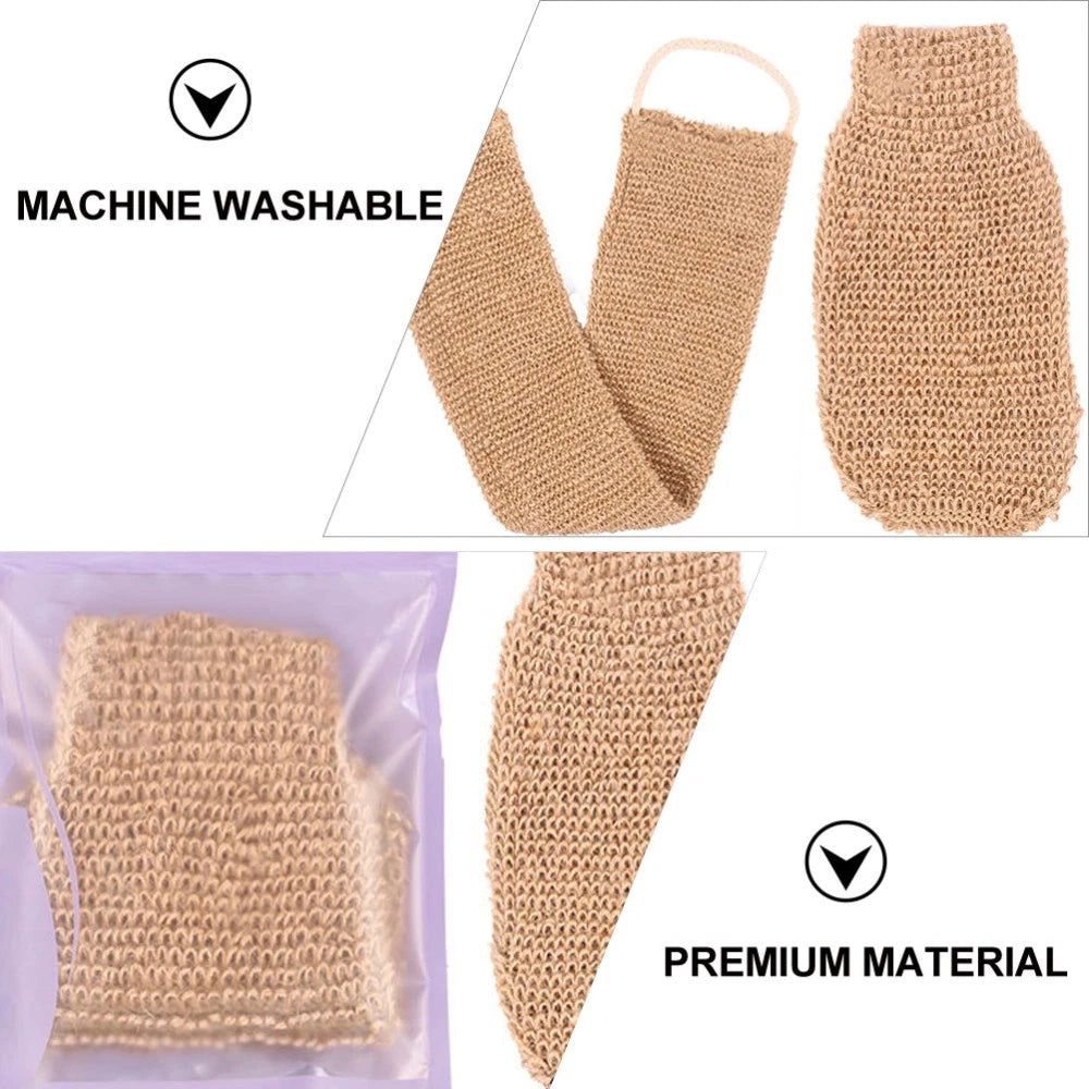 2Pcs Bath Glove Exfoliating Scrubber Mitts Ramie Jute Spa Gloves
