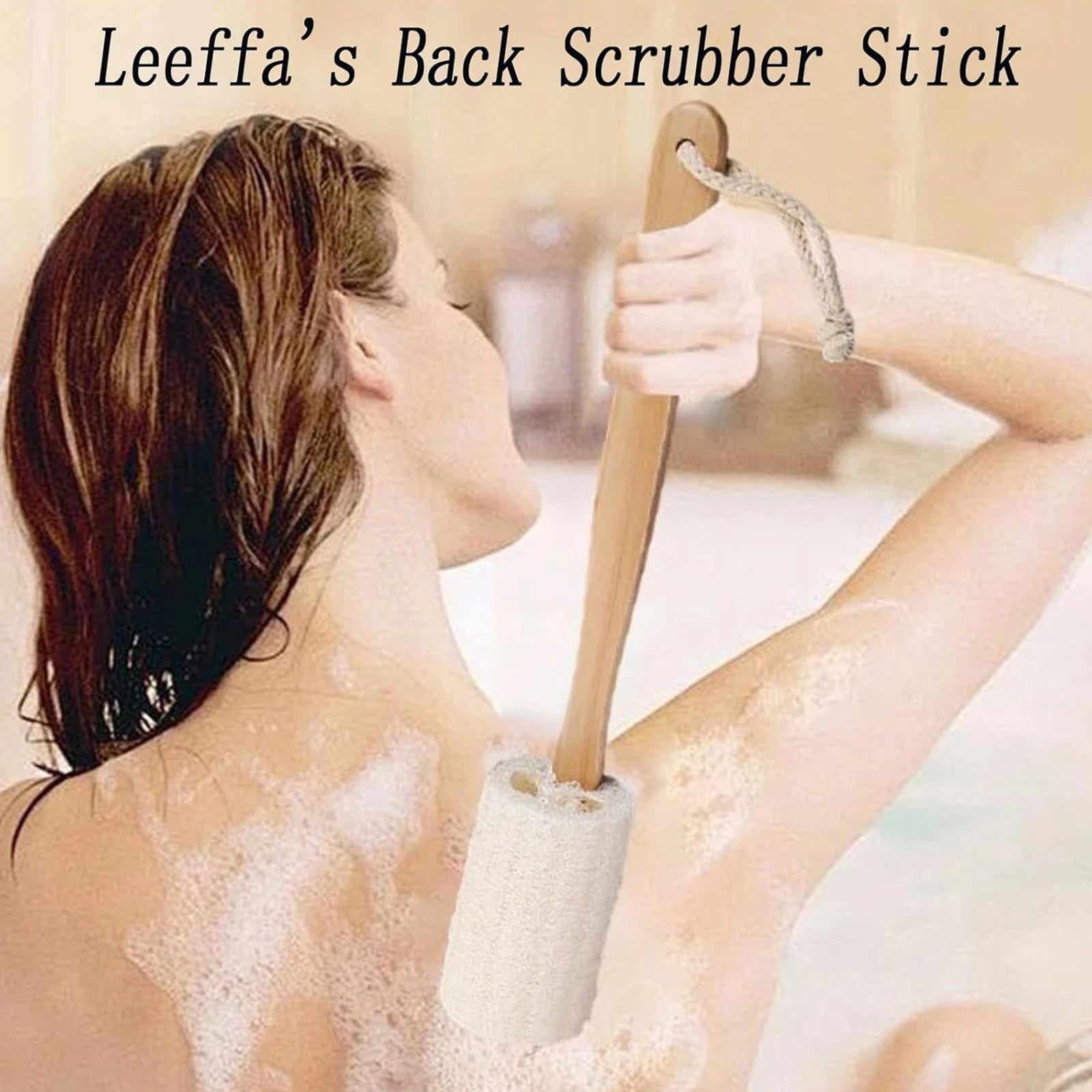 Exfoliating Loofah Brush Back Scrubber Bath Shower Body Massager Wooden Handle