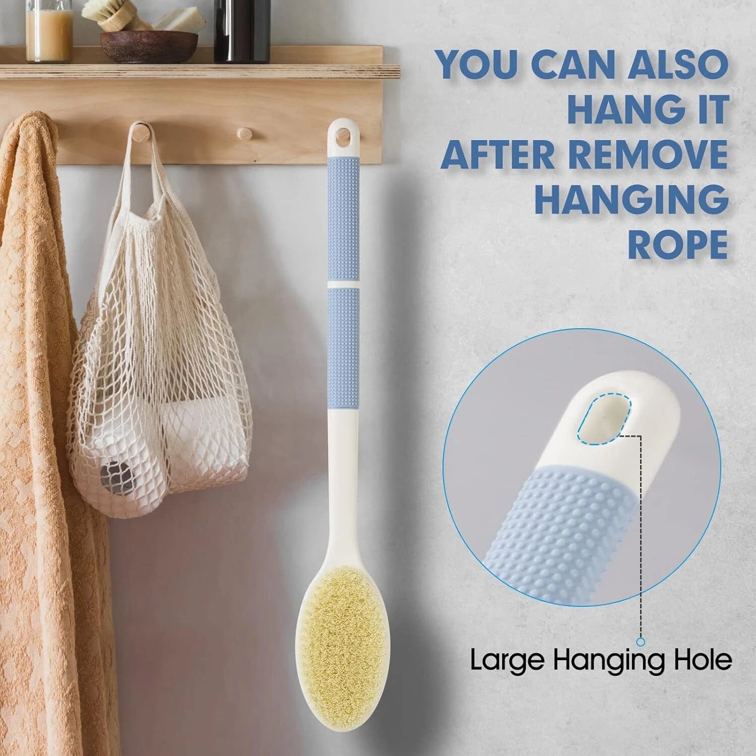 Back Scrubber Anti Slip for Shower,Back Brush Long Handle with Stiff and Soft