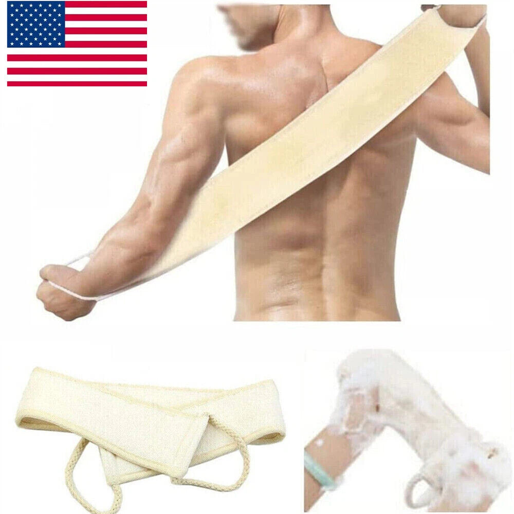 Body Back Bath Strap Scrubber Exfoliating Loofah Shower Sponge Brush Spa Loofa