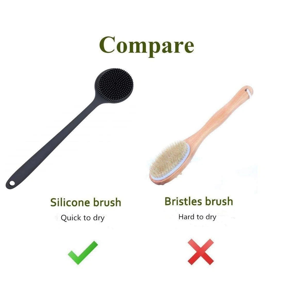 Cinlitek Silicone Body Scrubber, Long Handle Back Scrubber For Shower,